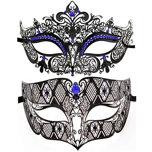 Image of Coddsmz Couples Venetian Masquerade Mask Set Luxury Style Princess Party Mask for Couples Women and Men Mardi Gras Masks