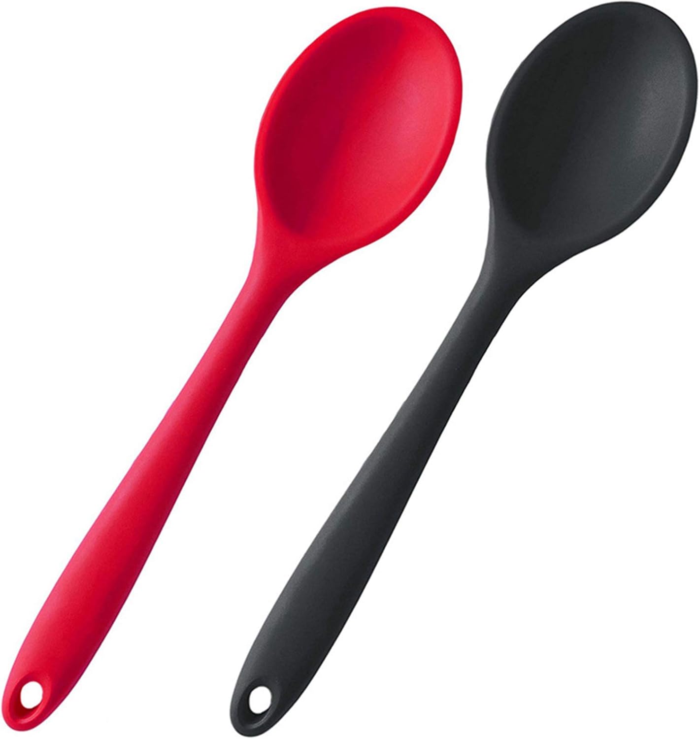 Silicone Nonstick Mixing Spoons Set 2, High Heat Resistant, Hygienic