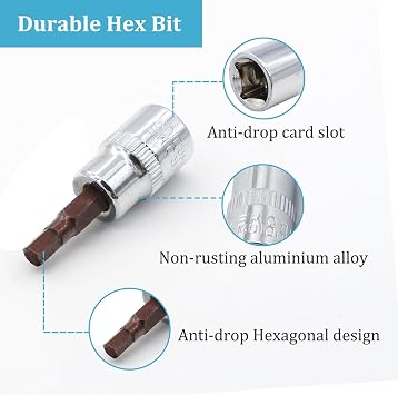 2PCS Juttzzei Hex Bit Socket, 3/8 Drive x H5 (5mm) Allen Key Socket