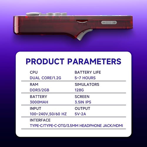 Miniatura 8 de Consola de juegos portátil retro R40 - 128 GB con 25 K+ juegos, pantalla IPS de 3.5 pulgadas, batería de 3000 mAh consola portátil de videojuegos
