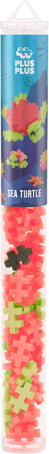 PLUS PLUS Sea Turtle - 3D Puzzle Sea Creature Building Block Set, Ocean Animals Figures Tube, Mini Interlocking Pieces - Fun Stem Toys for Kids