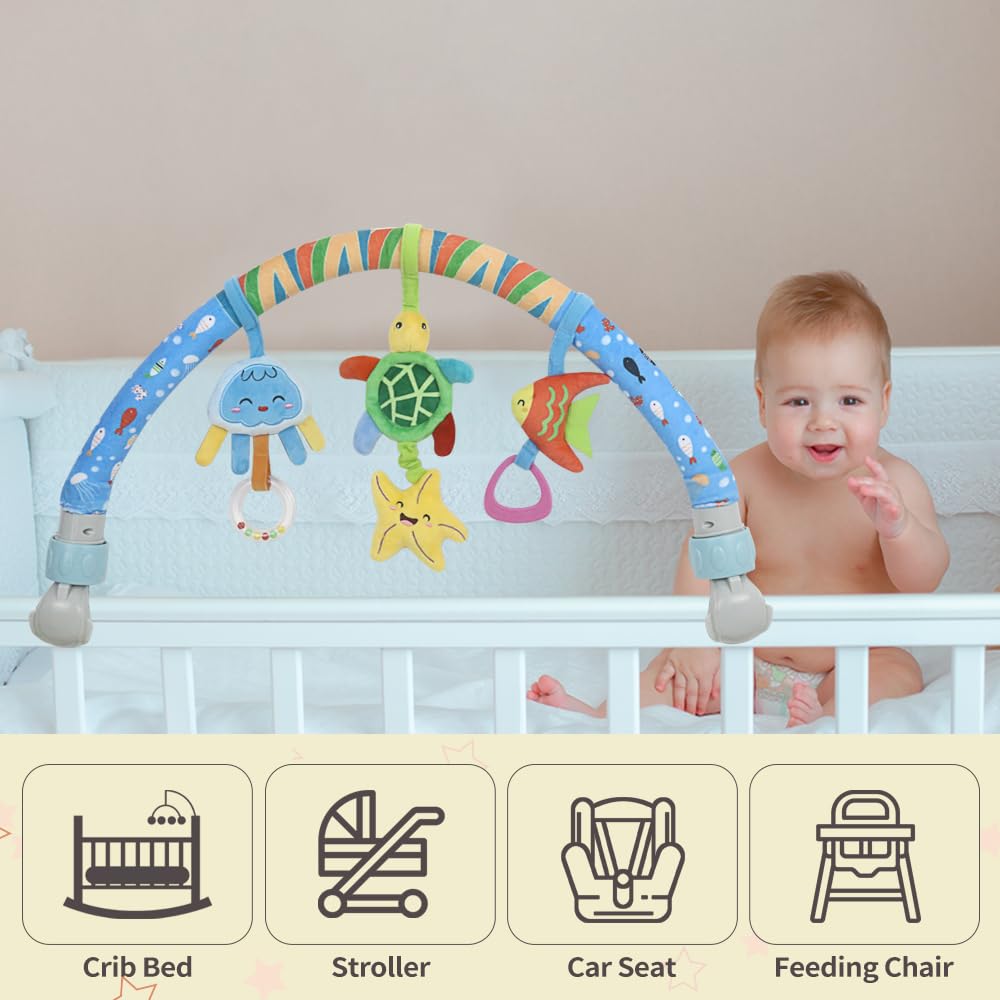 caterbee Baby mobile Bassinet Toys,Activity travel Arch toy bar for  Toddlers (Star)