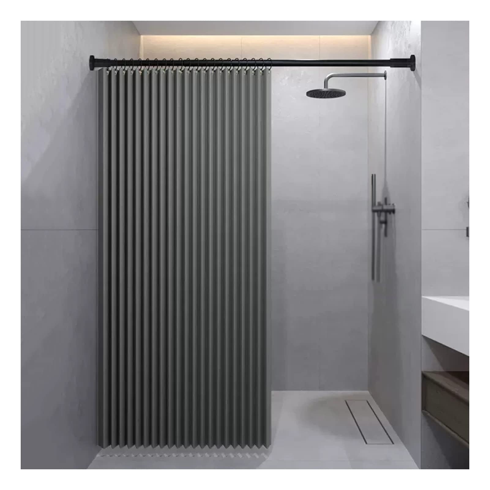 MYUYEE Waterproof Shower Curtain For Bathroom Foldable Privacy Partition With Metal Grommets Ideal For Home & Hotel Bathtubs 6 Colors Available (Grey-170X180Cm)