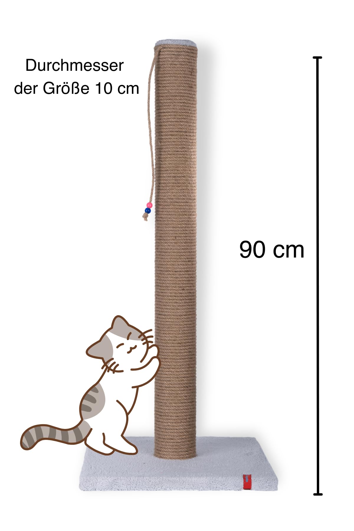 90cm Catnipli Kalın Borulu Dev Tırmalama Tahtası Gri