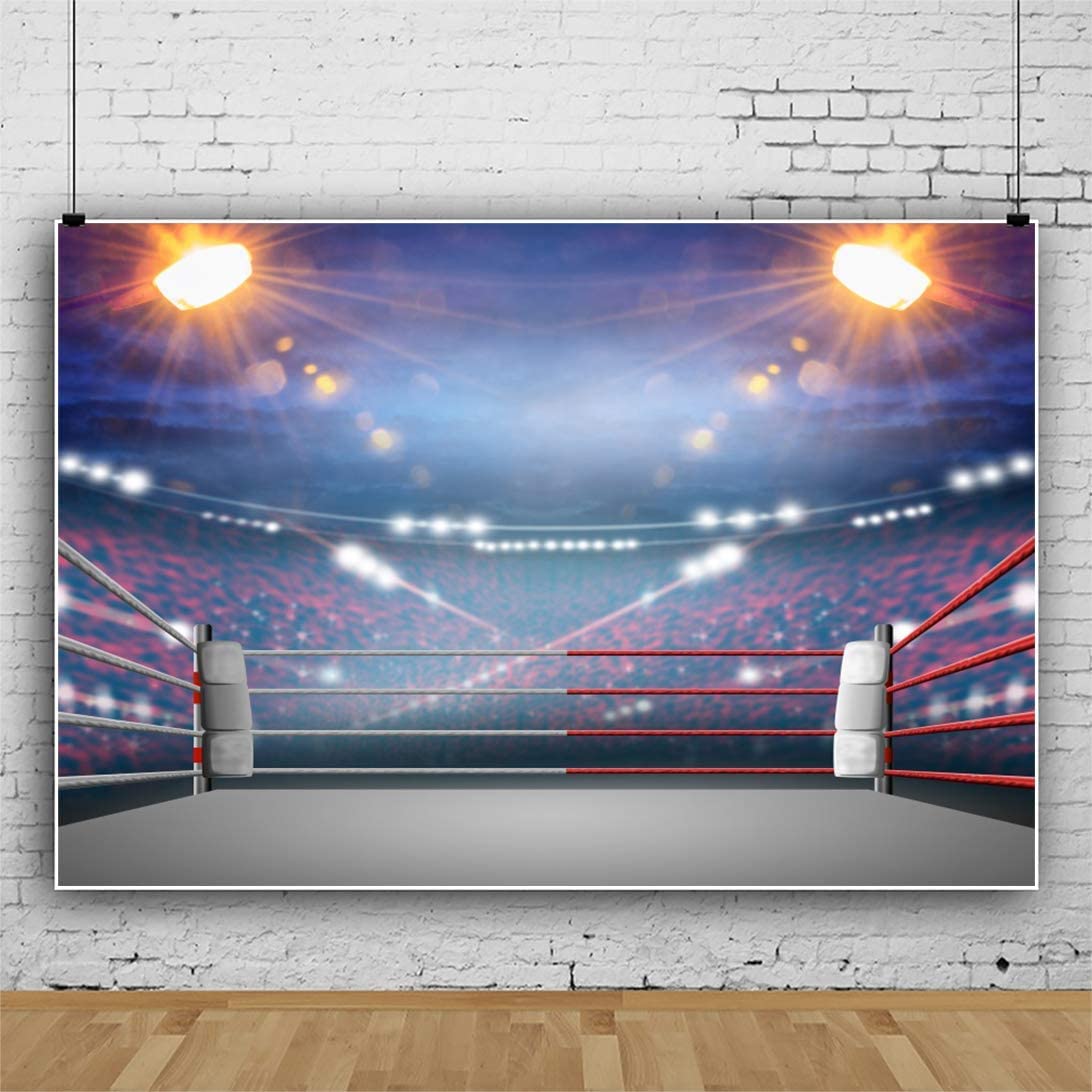 Fondale fotogarfia Arena per partite di pugilato, combattimento, arena, boxe, palestra, palestra Kung Fu Gym Gymnasium Decor torcia The folla adulti ritratto Photo Studio