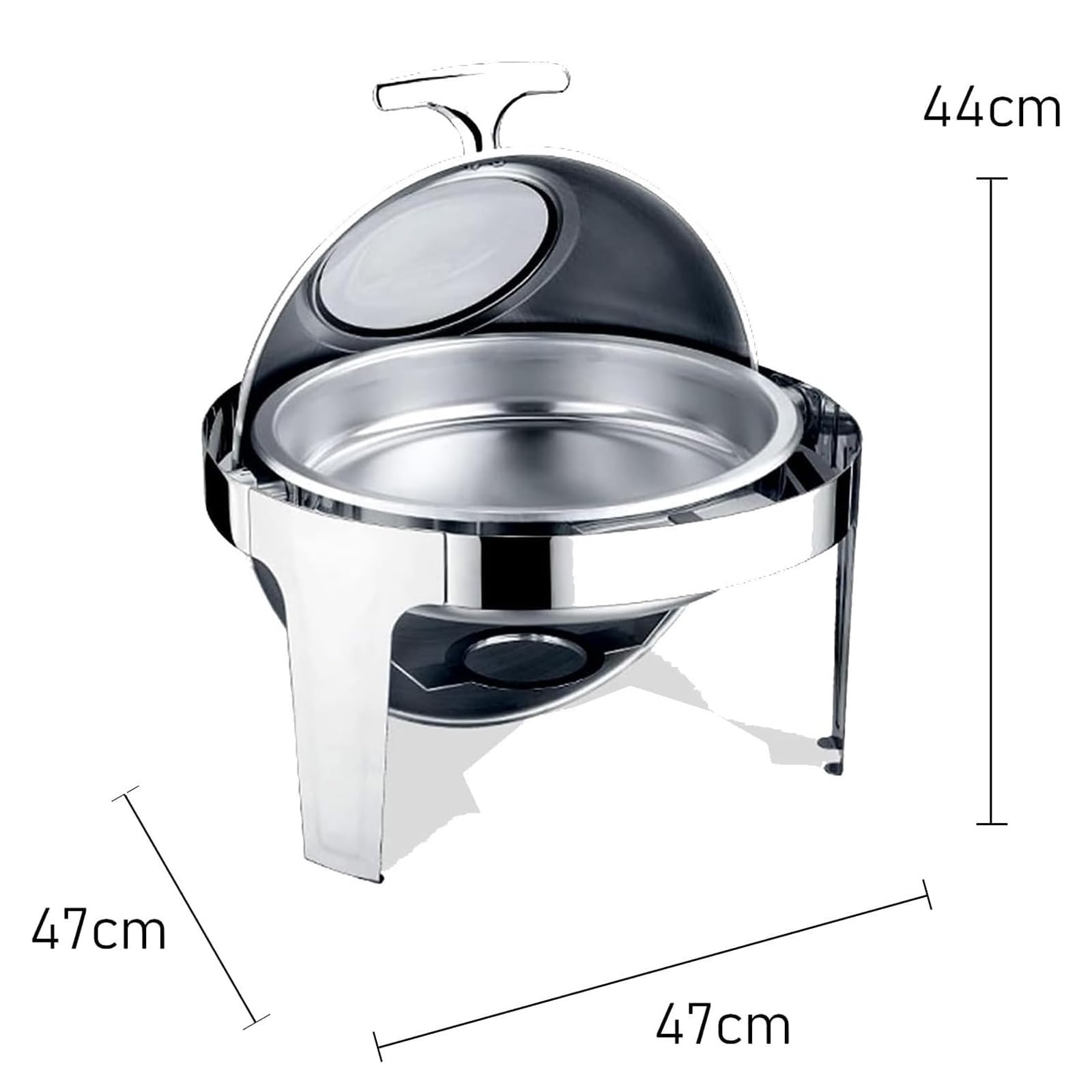 Buffet de plato de frotamiento, calentador eléctrico de alimentos de 6 litros con tapa visible y soportes de combustible, juego de sartenes de acero inoxidable para catering, fiestas, banquetes
