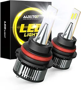 AUXITO 9007 LED Bulbs, 16000LM 80W Per Set, 500% Brighter, 6500K Cool White, Adjustable Dual Beam HB5 LED Light Bulbs for Halogen Replacement, Pack of 2