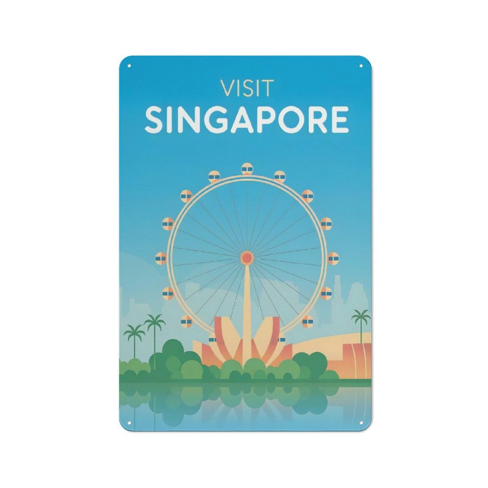 Junmoney Style-22 Outdoor Room Shed Metal Sign 30X20cm Featuring Visit Singapore Travel, Utility Space Decor For Patio Bar, Workshop, Shed Or Kitchen