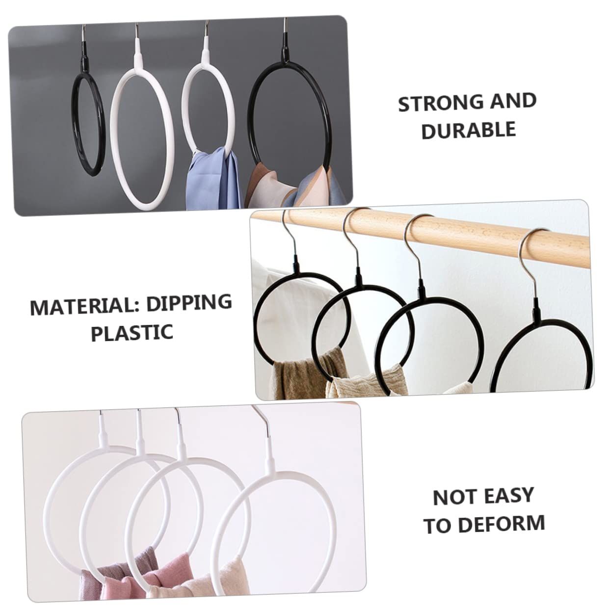 Happyyami 6pcs Scarf Hanger Rings Multifunctional Clothes Holding Organizer for Ties Shawls and Belts for Closet Retail Display Material Compact