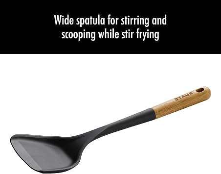 Staub Wok Spatula, Wok Utensil, Non-Stick Silicone, Black
