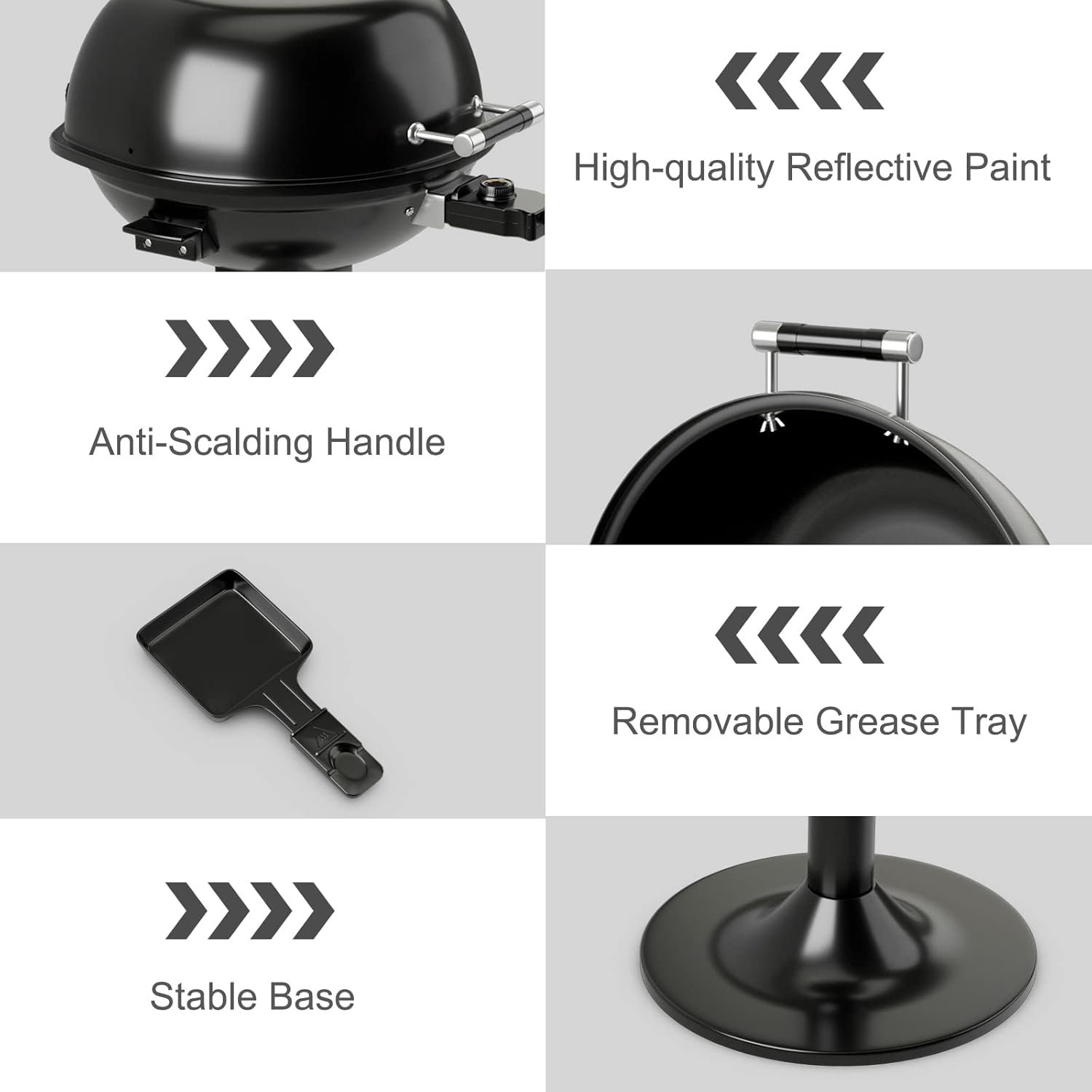 Giantex Electric BBQ Grill 1600W, Removable Non-Stick Grill Rack, Warming Rack, Oil Drip Tray, Adjustable Temperature, Portable Outdoor Electric Grill for Camping Picnic Tailgating, Black