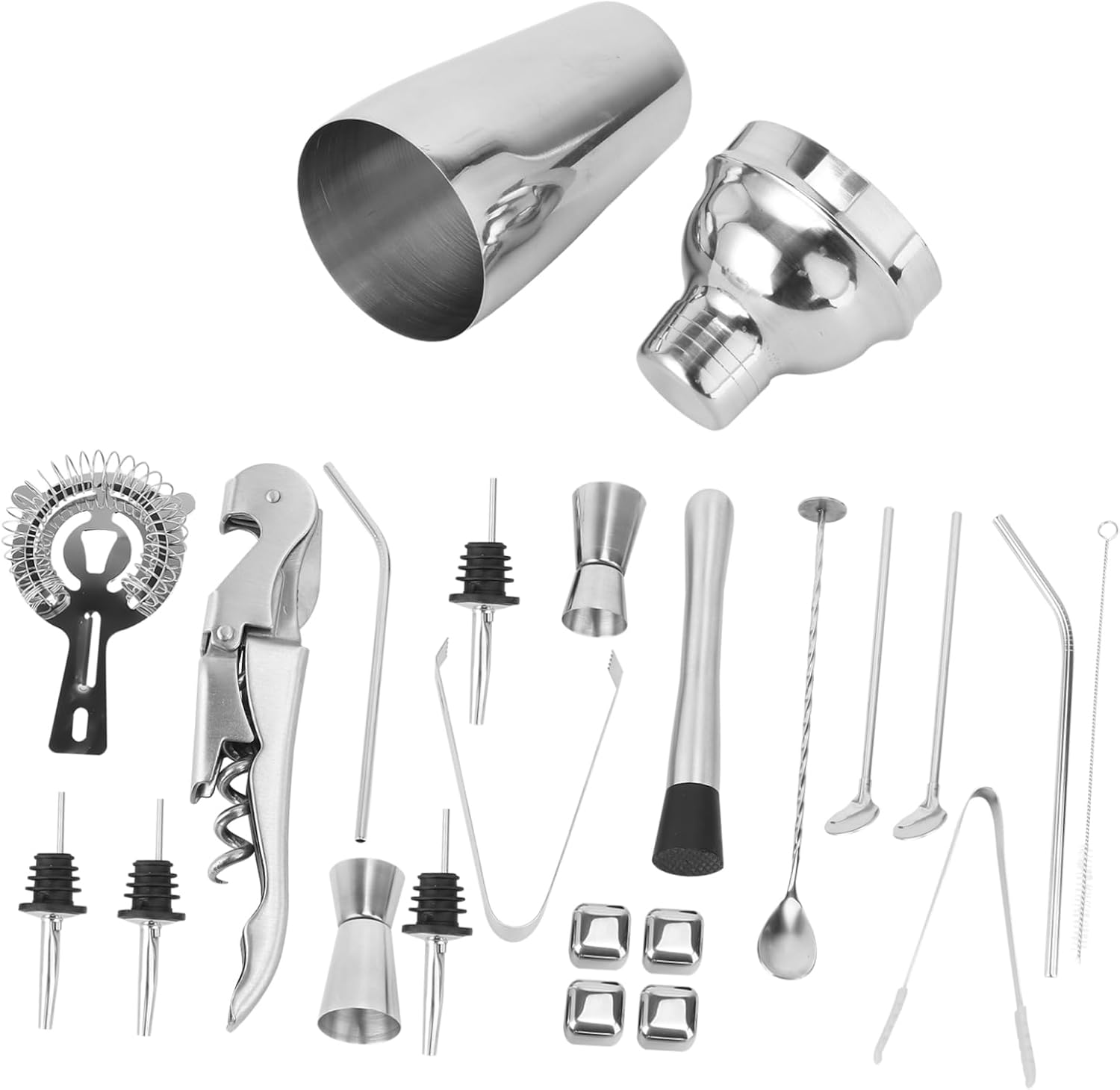 22pcs Cocktail Tool Set Stainless Steel Bartender Bartender Supplies for Bar