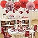 Party Hanging Paper Fans Set, Red Round Pattern Paper Garlands Decoration for Birthday Wedding Graduation Events Accessories, Set of 6