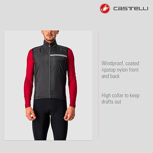 Miniatura 3 de CASTELLI Chaleco elástico Squadra para hombre, resistente al viento, cremallera completa con cuello alto para ciclismo de carretera y grava I