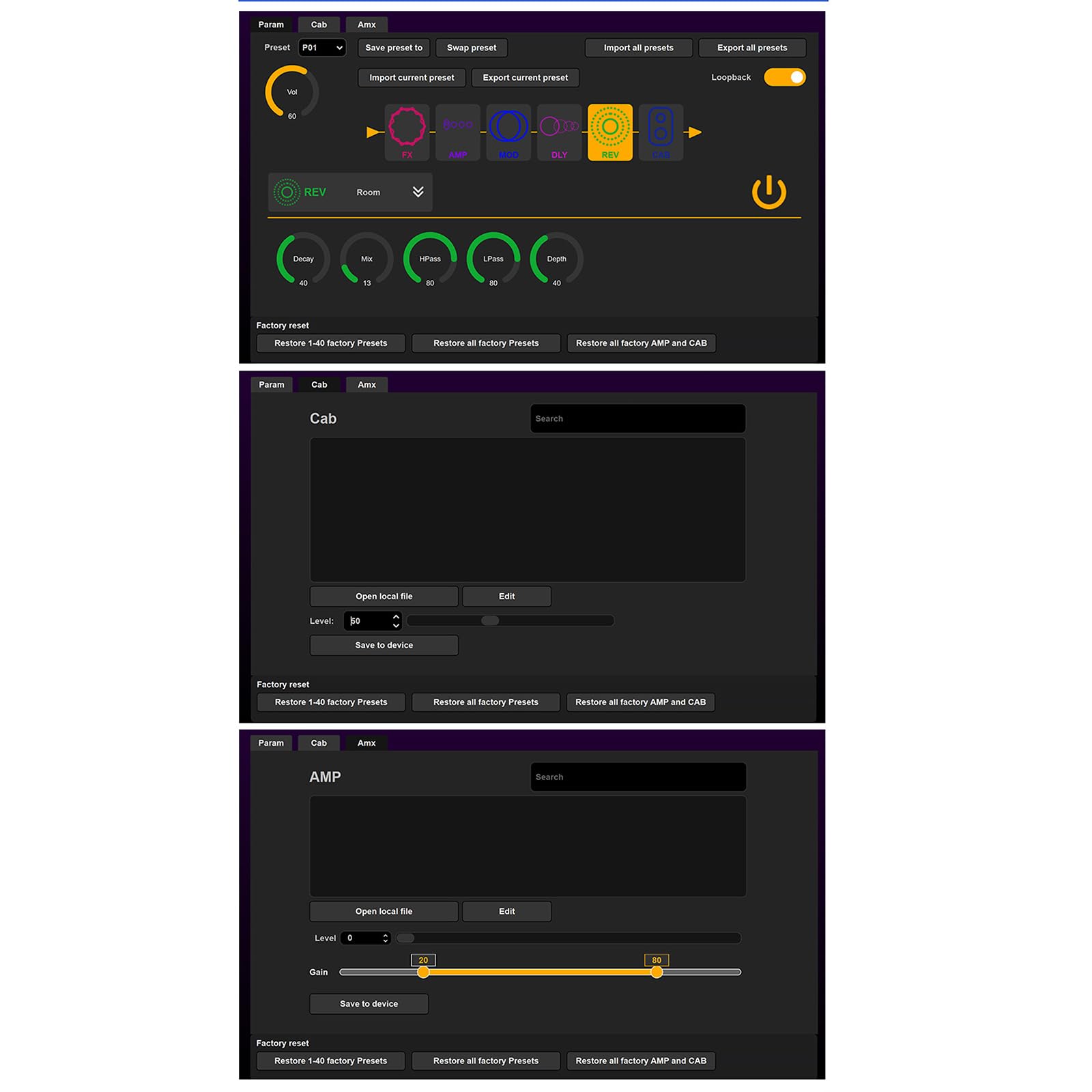 Processore multieffetto per Chitarra elettrica e Basso, Amplificatore, Simulazione, riduzione del Rumore, Design per Studio e palco
