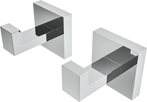 Miniatura 7 de Ruacq Ganchos para toallas para baños, ganchos cuadrados de acero inoxidable resistentes, colgador de toallas montado en la pared para bata