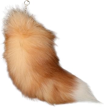 Therian Tail, 15-15.8 inch Fox Tail Keychain, Fashion Fluffy Furry Tail, Beautiful Ture Fur Tail Cosplay Toy for Handbag Backpack Therian Tail