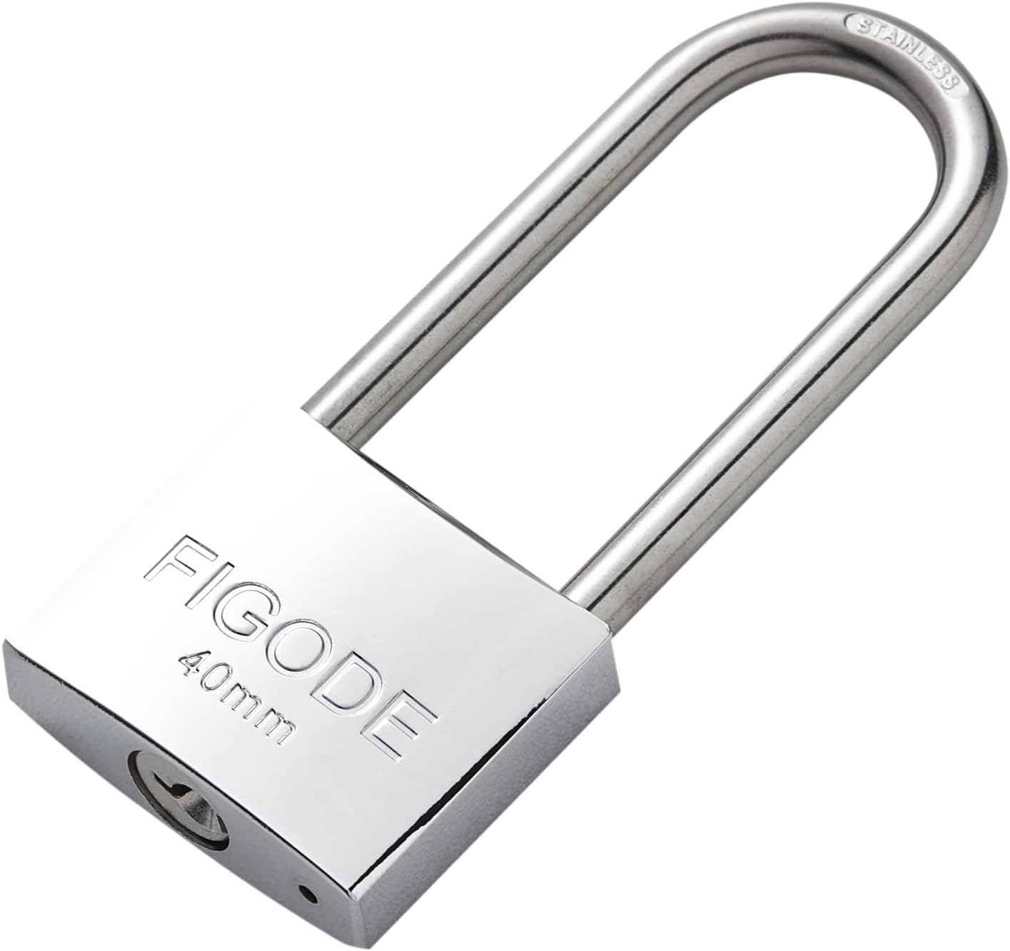 FIGODE® Lock, Marine Grade Rustproof Padlock with Stainless Steel Shackle and Chrome Plated Brass Body, Outdoor Padlock Weatherproof, Keyed Different, 2.3 in. Long Shackle, 1 Pack