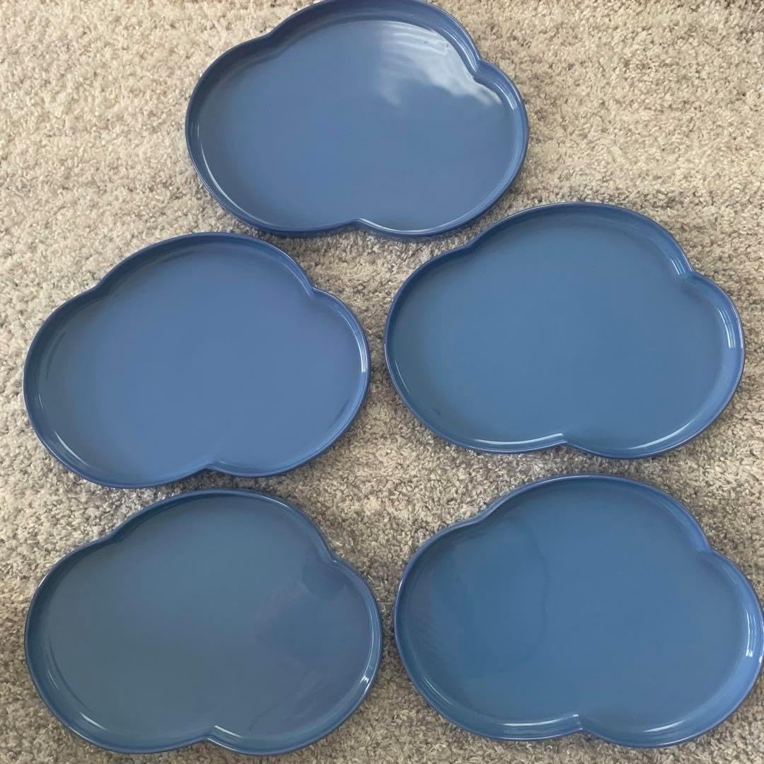 白山陶器 フリープレート 雲形 ディナープレート 青 5枚セット 白山