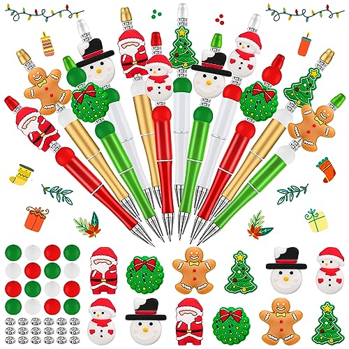 Stylo à perles qui ne glisse pas avec perles de Noël en bois et cristal pour écriture nette