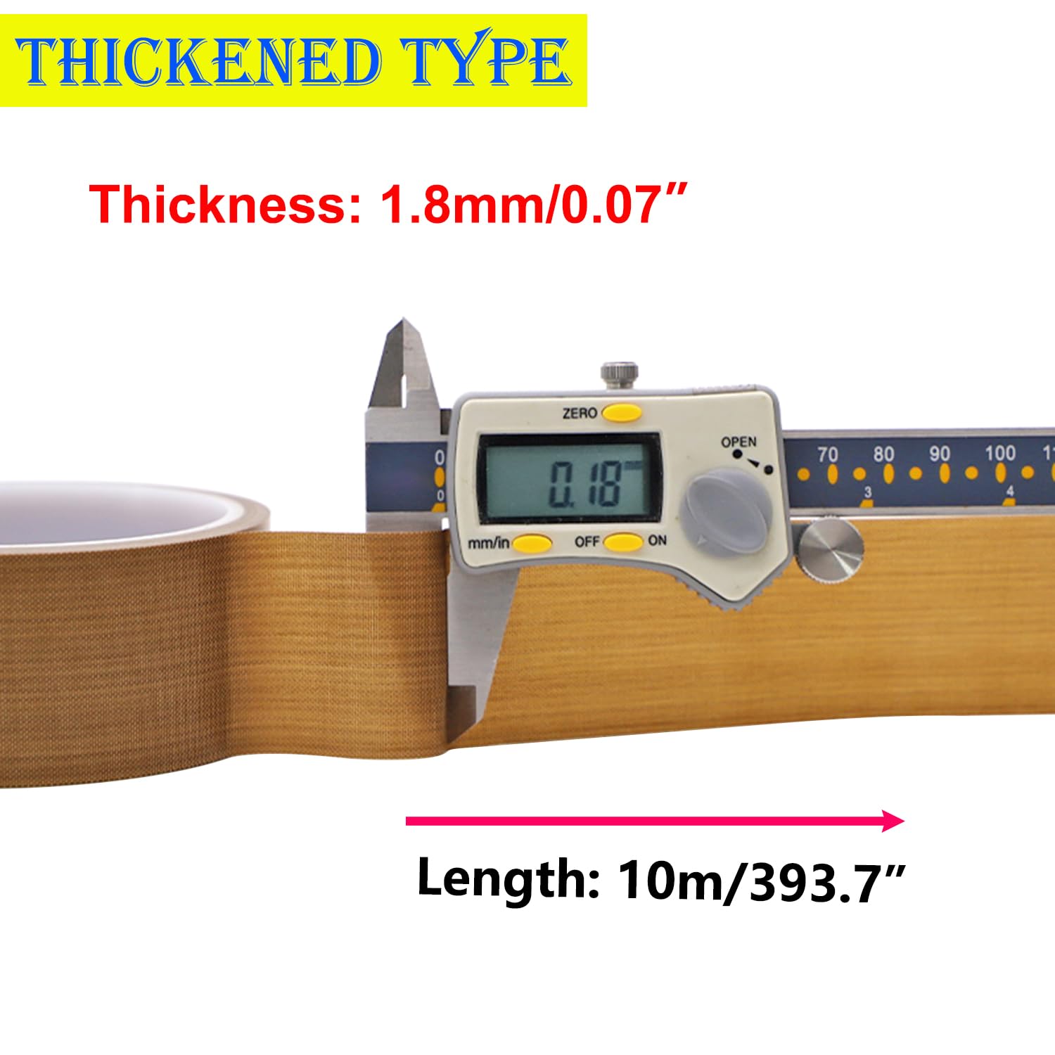 Qrity 1 sztuka taśmy teflonowej, taśma klejąca w wysokiej temperaturze, 120 mm x 10 m, grubość 0,18 mm, odporna na wysoką temperaturę do 300°C, do uszczelniania rąk, uszczelnienia impulsowego