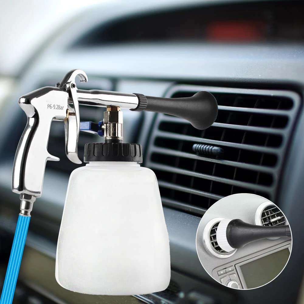 Pistolet de Nettoyage de Voiture, 60L 6~9,2Bar Kit de Nettoyage D'air Comprimé Pistolet de Lavage Portable Avec Buse, Serviettes, Gants, Brosses