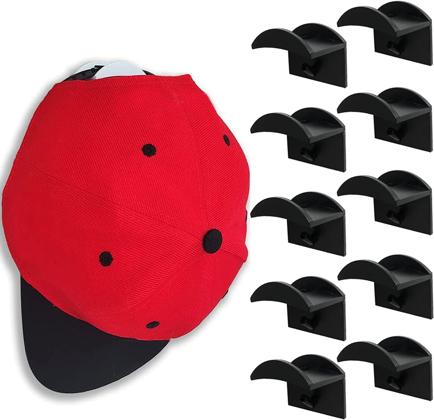 10Pcs Wall Hat Racks for Baseball Caps, Adhesive Hooks for Hanging Hats, Simple Installation, No