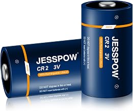 JESSPOW CR2 3V Lithium Battery, CR2 Batteries for Golf Rangefinder, Flashlight, Photo Cameras, Alarm Systems 2 Pack (Non-Rechargeable)