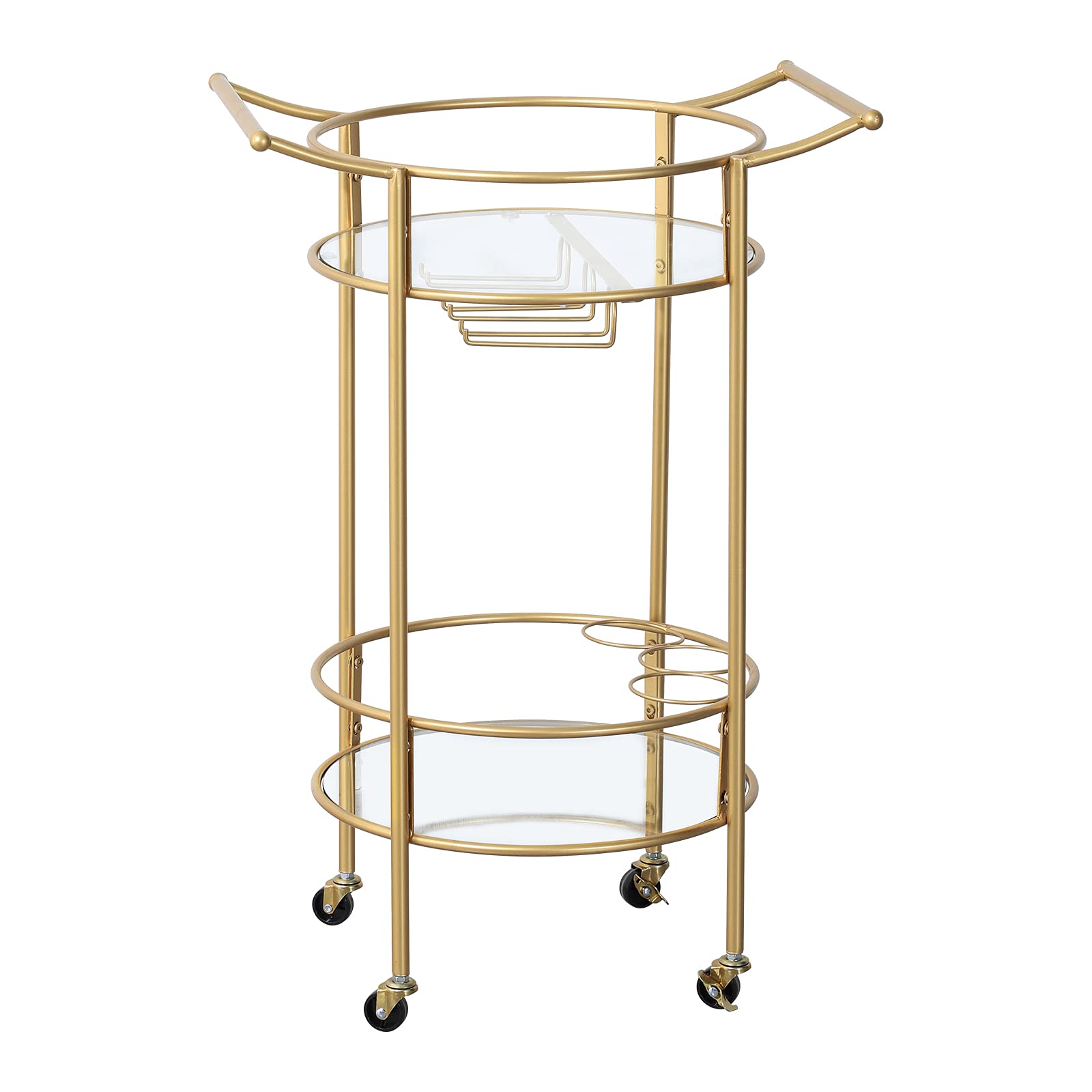 Buy Furlide Gold Bar Cart, Round Bar Cart 2 Tier Gold Finish Wine Shelf