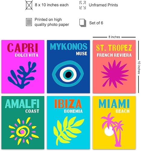 Miniatura 2 de YELLOWBIRD ART & DESIGN Travel Wall Decor Posters - Trendy Wall Art - Collage - Gallery Wall Decor - Preppy Aesthetic Room Decor - VSCO Room Decor -