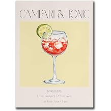 HSHYXARTYX Poster Wall Art Print Watercolor Campari Tonic Cocktail Recipe Art Print Modern Home and Bedroom Decoration 20x30inch