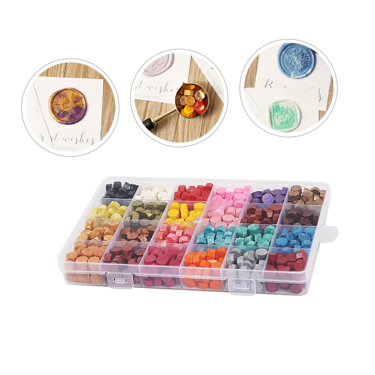 Hemobllo 1 boîte Perles de Cire à Cacheter avec Cuillère de Fusion Couleurs pour Invitations et DIY Boîte de Stockage Cases