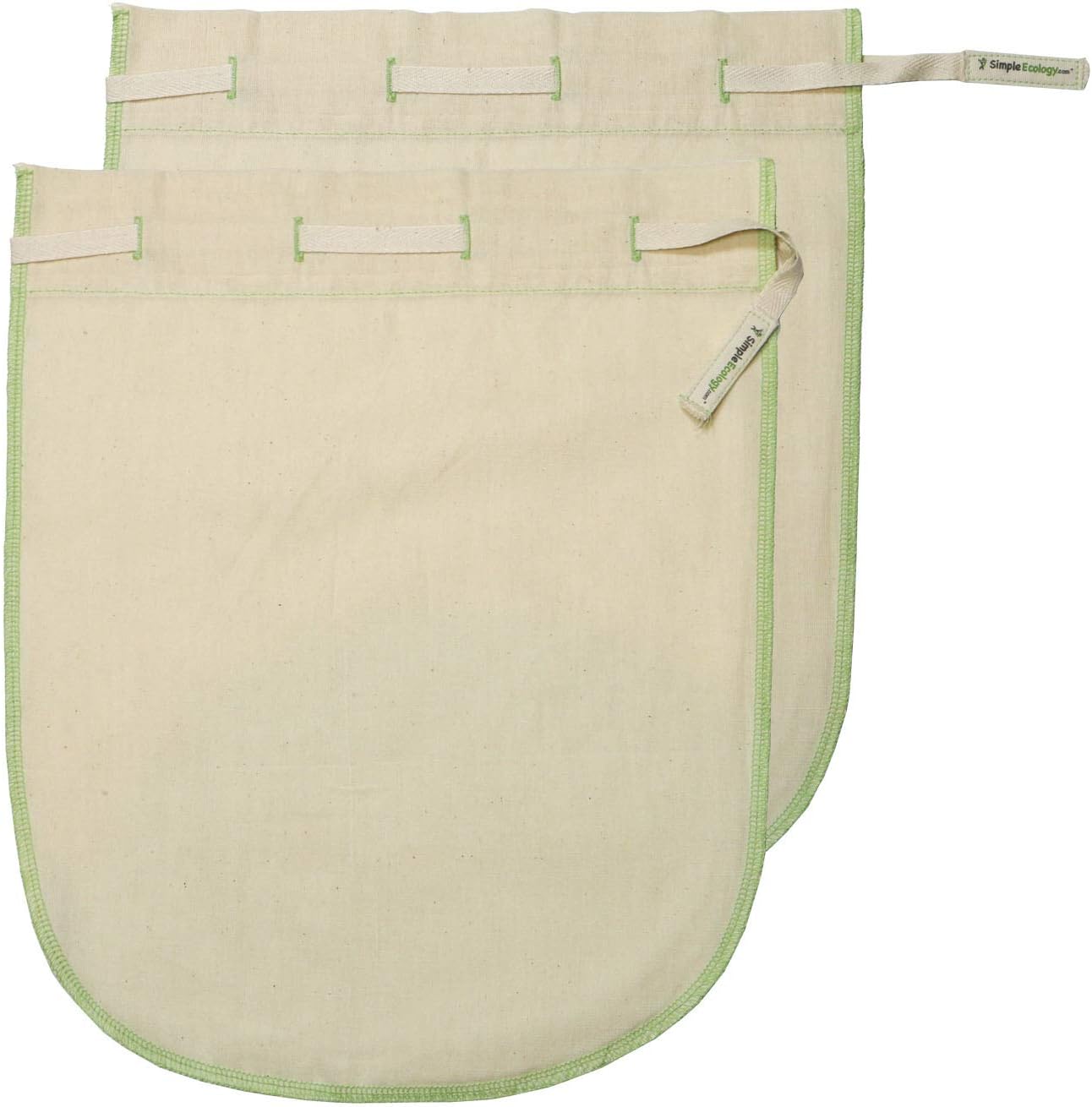 Organic Cotton Fine Mesh Muslin Straining Bags – Reusable, 100% Natural, Microplastics-Free Nut Milk Filters (Large 2 Pack) for Almond Milk, Cold Brew & Juice