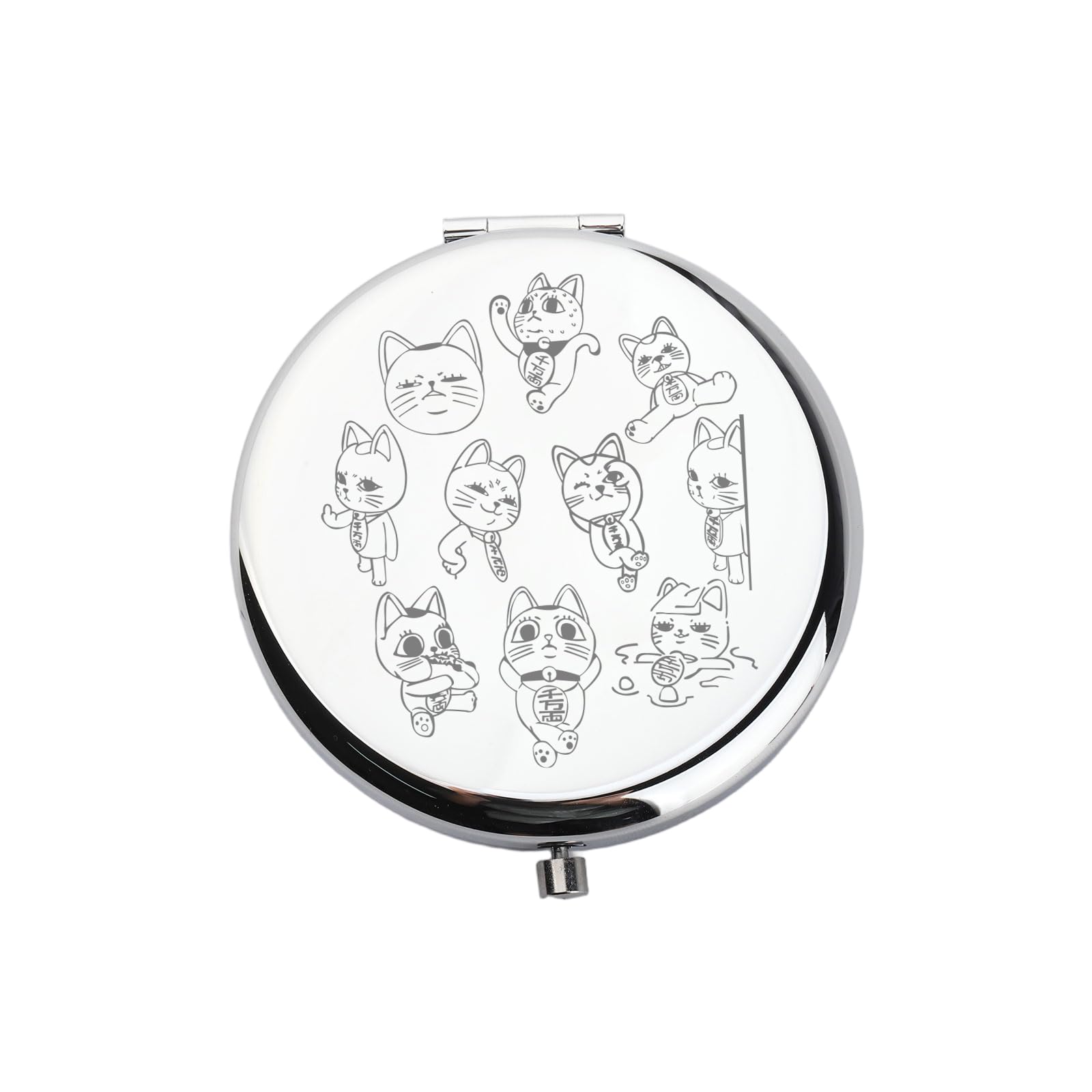 WUSUANED Funny Dandadan Cat Makeup Mirror TV Show Inspired Mirrorr Anime Character Lover Gift Manga Cats Gift (Dandadan Cat Mirror Steel)-image-9