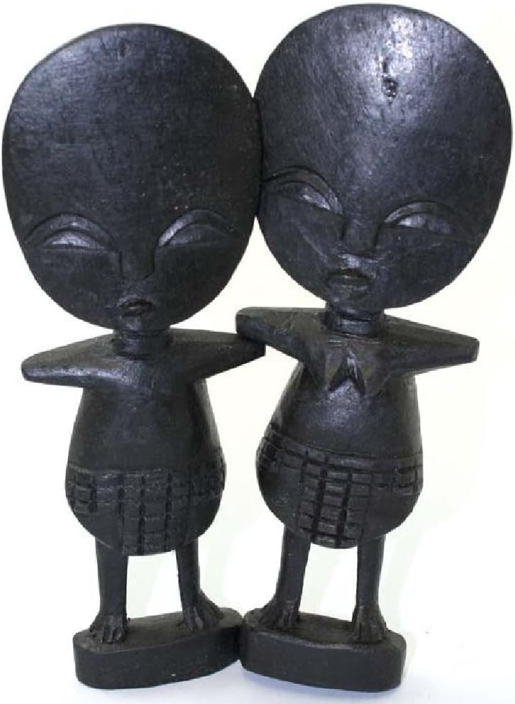 Utopia Africa Designs 5" Wooden Wood Ashanti Fertility Dolls Idols - Set of 2 Figures