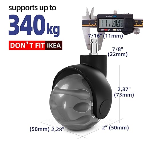 Miniatura 2 de Juego de 5 ruedas para silla de oficina, repuesto para sillas de oficina, tapete seguro para todos los pisos, incluyendo madera dura, repuesto de