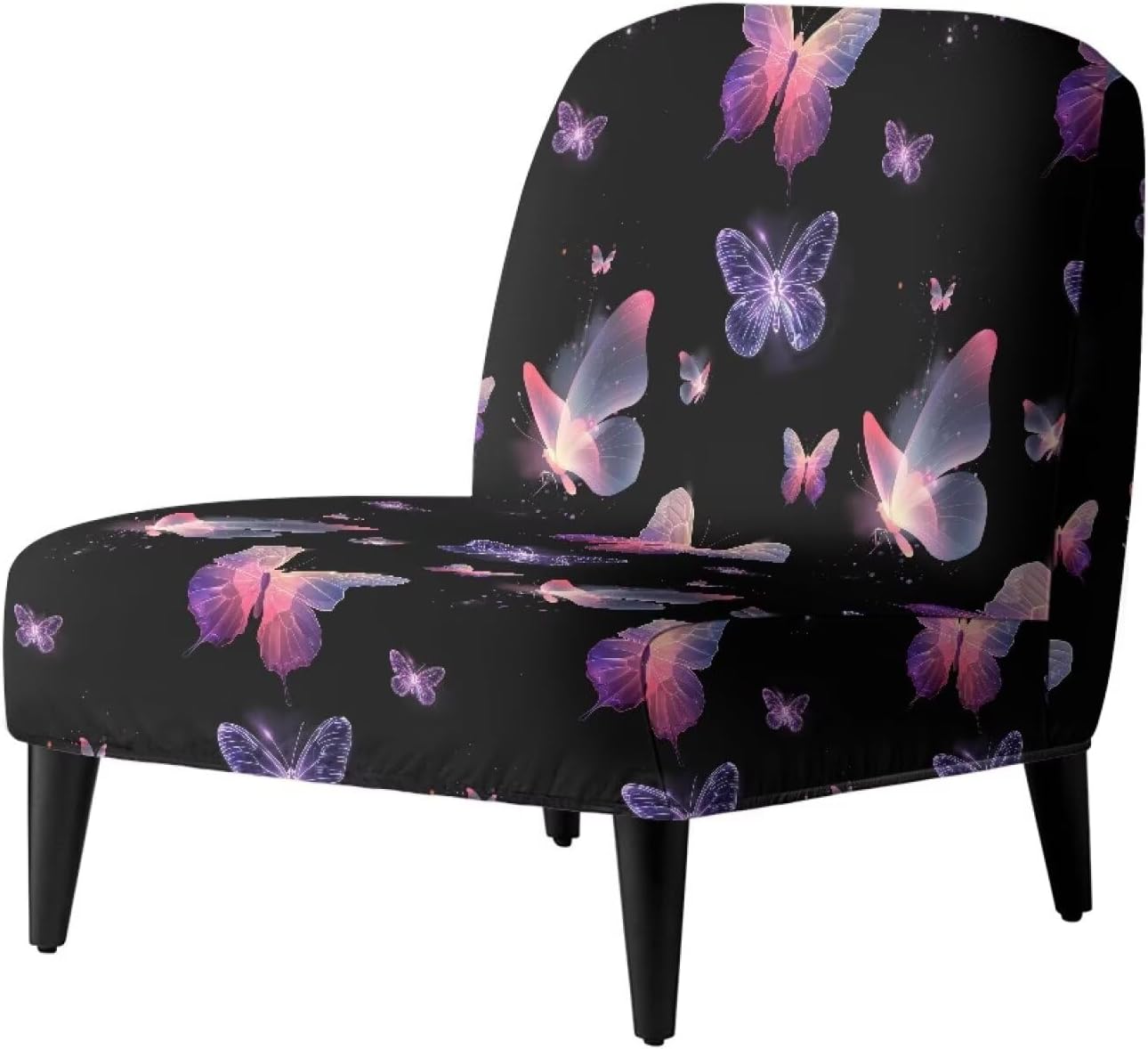 Yorontervo Translucent Butterfly Armless Accent Chair Cover for Home & Office Stretch Armless Chair Slipcover Removable Furniture Protector Covers Washable