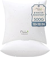 AshlerHomeDeco Outdoor Pillow Inserts 18x18 Pack of 2 - Water-Resistant Waterproof Square Pillows for Patio Sofa Couch Porch Bedroom
