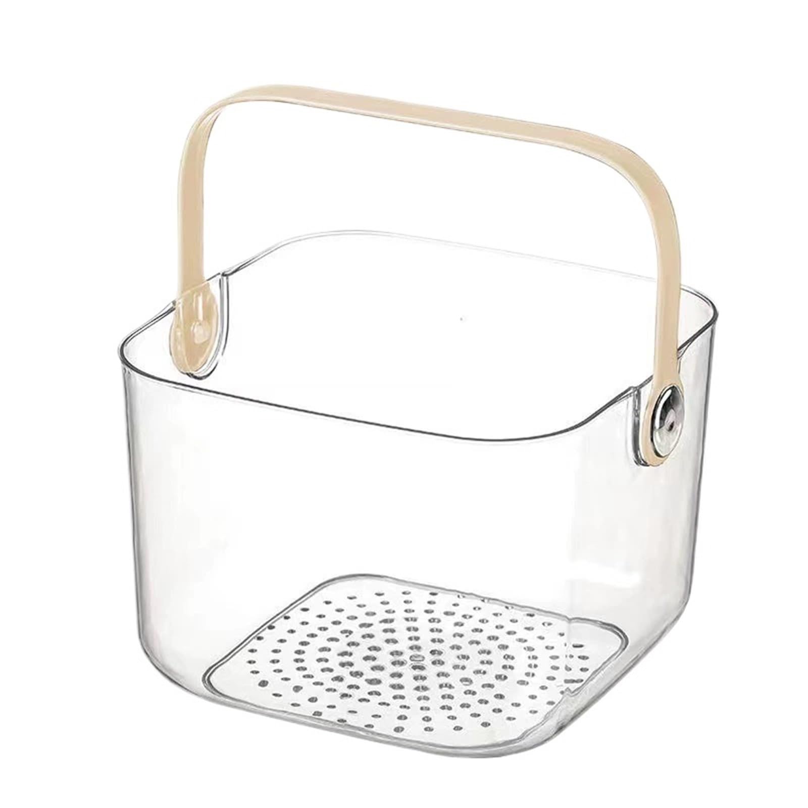 BAYNOPURIN Shower Bag Hollow Bottom Shower Caddy Transparent Drainable Storage Basket With Handles For Bathroom Organization(Clear)