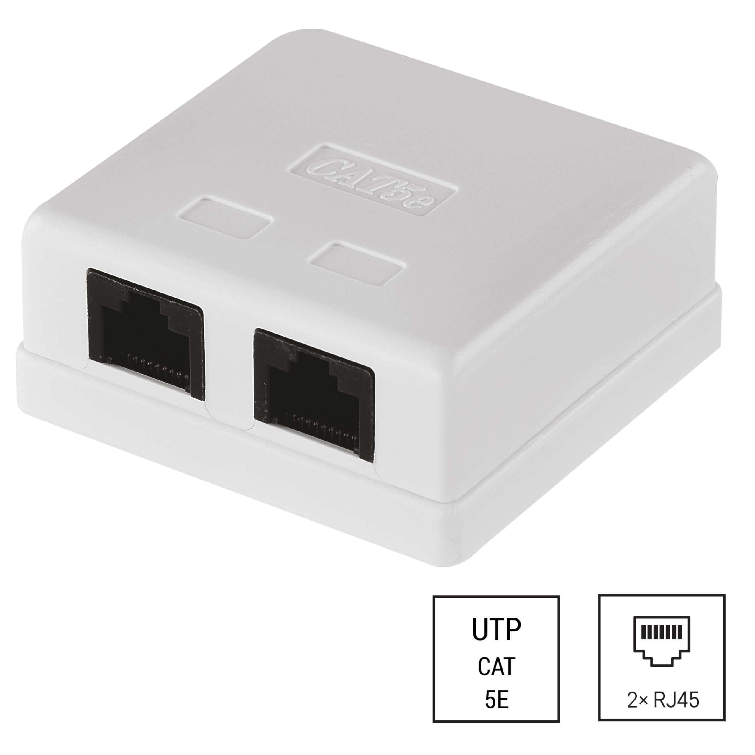 EMOS - CAT 5e uniwersalne gniazdo sieciowe - 2 x port RJ45 - natynkowy - 1 Gbps (1000 Mbps) sieć - puszka przyłączeniowa/gniazdo danych/gniazdo sieciowe - białe