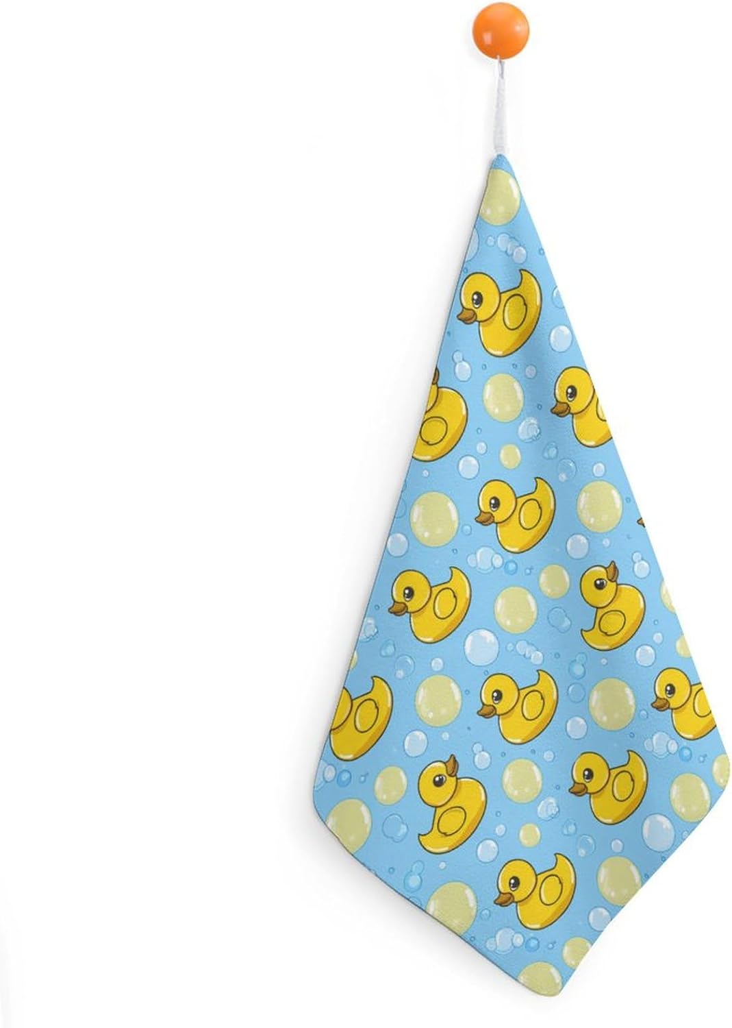 Yellow Rubber Duck and Bubbles Hand Towels for Bathroom Kitchen Towels Small Towel Handkerchiefs with Hanging Loop 4PCS
