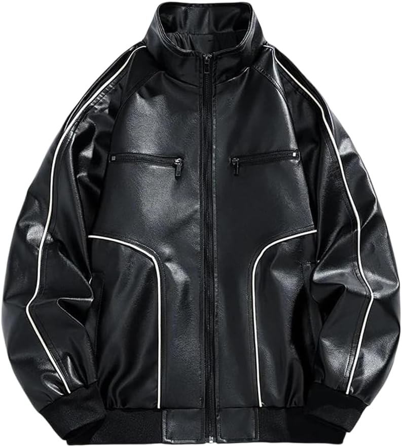 Men Leather Jacket Casual Faux Leather Coats Man Jackets Stand Pu Fall Winter Outwear