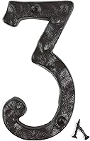 Vista 12 de Números de casa de 5.5 pulgadas, color negro, de hierro fundido, acabado rústico original, número de dirección de la casa para exteriores, aspecto