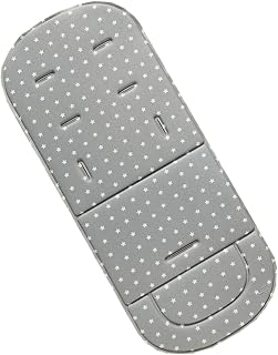 Colchoneta Silla Paseo Universal, Cojin Carro Bebe, Cojín Universal para Cochecito de Bebé, Cojín Lavable para Cochecito de Bebé, Suave y Transpirable, 80 x 34cm, Estrellas Grises