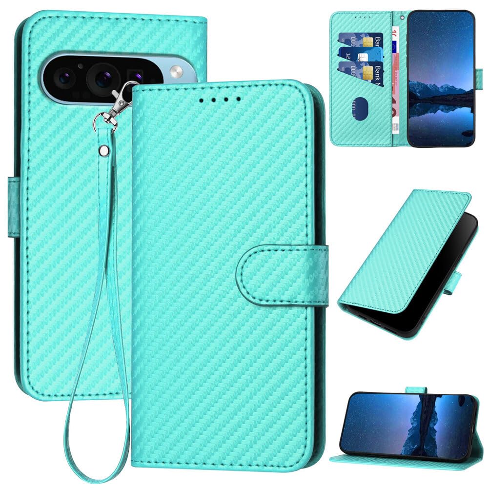 Étui portefeuille Google Pixel 7 Pro bleu clair antichoc en cuir - 8