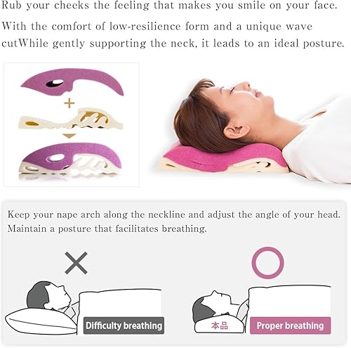 Miniatura 3 de ASMOT Sleepmerge almohada, espuma viscoelástica, soporte de columna cervical, almohada cómoda, ajuste de altura, fabricado en Japón,