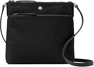 Kate Spade New York Jae Nylon Flat Crossbody Zip Top Black Bag, Medium