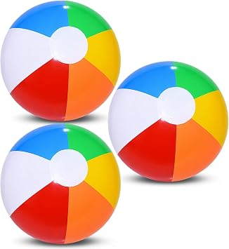 3 PCS Beach Balls, 50cm Inflatable Beach Ball, Summer Pool Games, Rainbow Color Beach Party Ball, Lightweight and Durable, Outdoor Party Decoration
