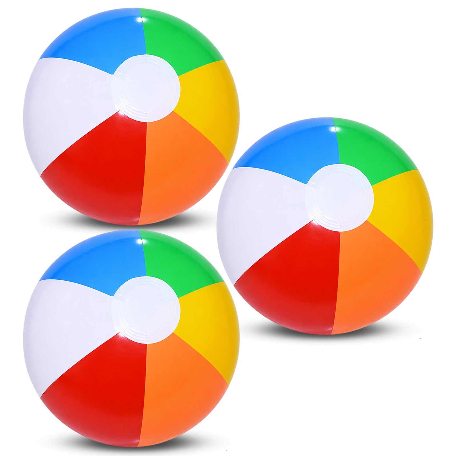 TUBAWD 3 PCS Beach Balls, 50cm Inflatable Beach Ball, Summer Pool Games, Rainbow Color Beach Party Ball, Lightweight and Durable, Outdoor Party Decoration