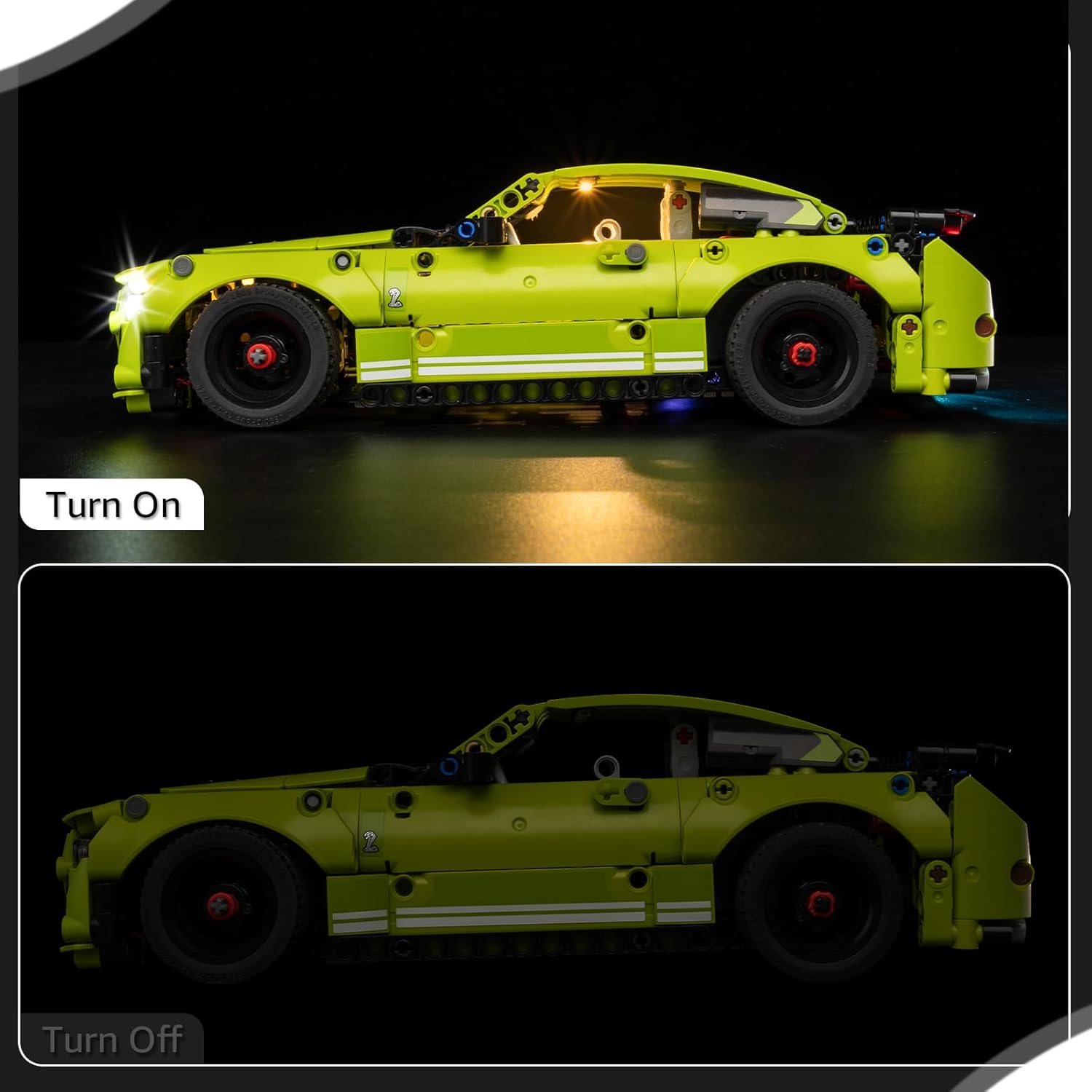 Nitemode Light Kit Compatible with Lego Technic Ford Mustang Shelby GT500 42138 Car, Upgraded Lighting Accessories for Display (Lights Only, Model Set Not Included)